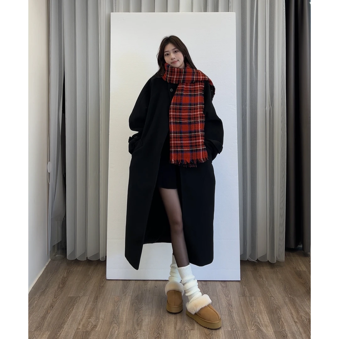 RICHINCHEESE 海德日记【高定版】厚毛呢外套御姐黑色百搭长款大衣