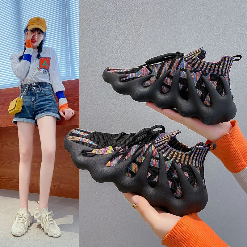 ins潮飞织鞋子女网红健身休闲百搭软底韩版瑜伽潮鞋厚底跑步情侣