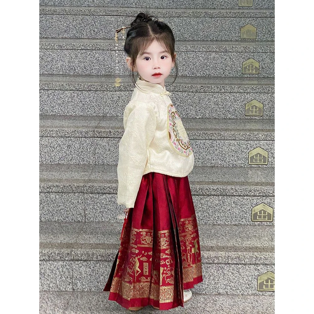 汉服女童马面裙2023秋季新款古风国风唐装宝宝古装儿童连衣裙春秋