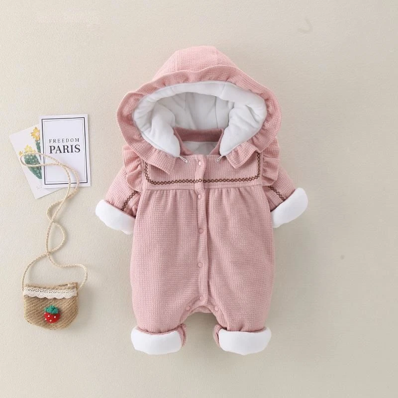 婴儿连体衣冬款套装冬装衣服新生女宝宝公主超萌夹棉爬服韩版抱衣