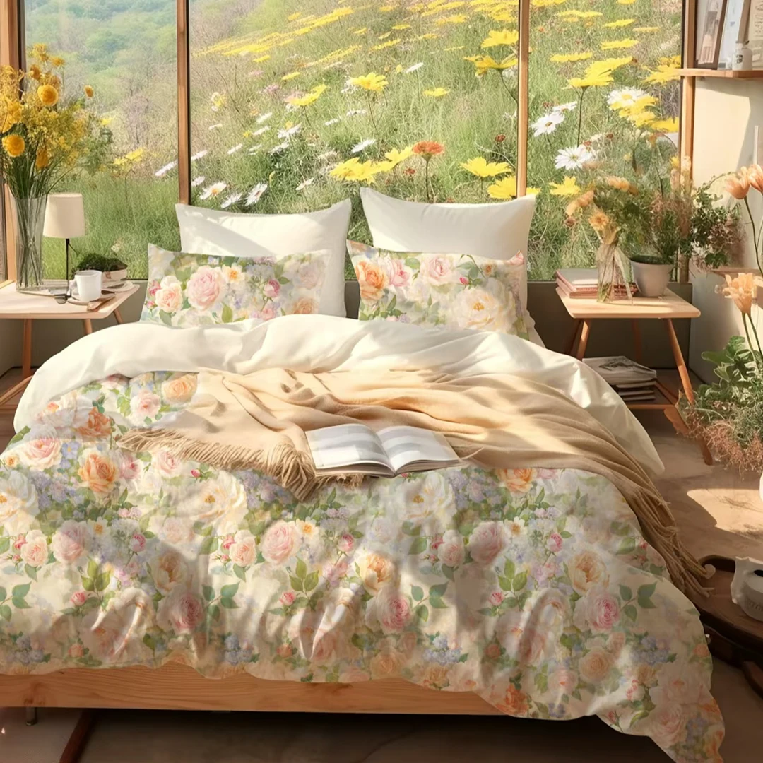 纯棉60s贡缎长绒棉懒人被 玫瑰故事150*200/200*230时尚轻奢