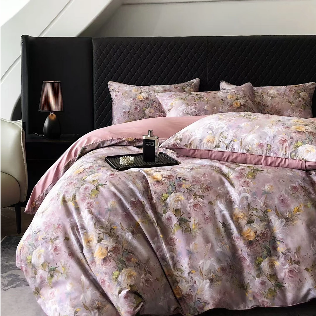 罗兰紫影 纯棉活性数码印花100s四件套200*230/220*240柔软舒适