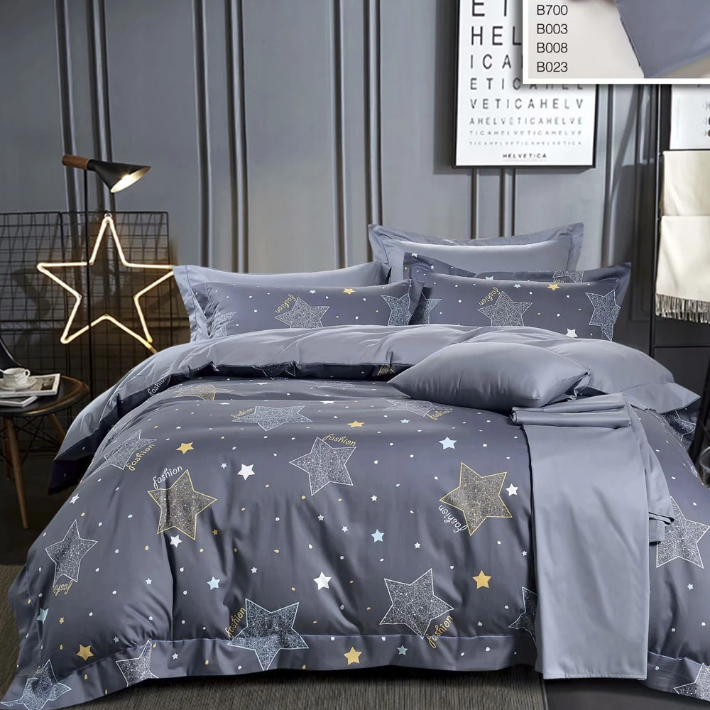 N688 纯棉60s滚绳AB单人被套 北欧星空 150*200 简约深色单人亲肤