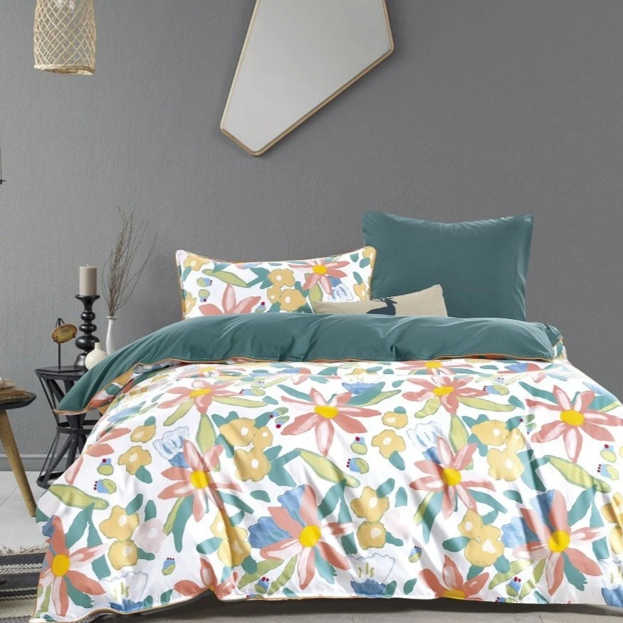 N539标准13376纯棉被套 花町物语白 150*200 全棉精梳棉单人被套