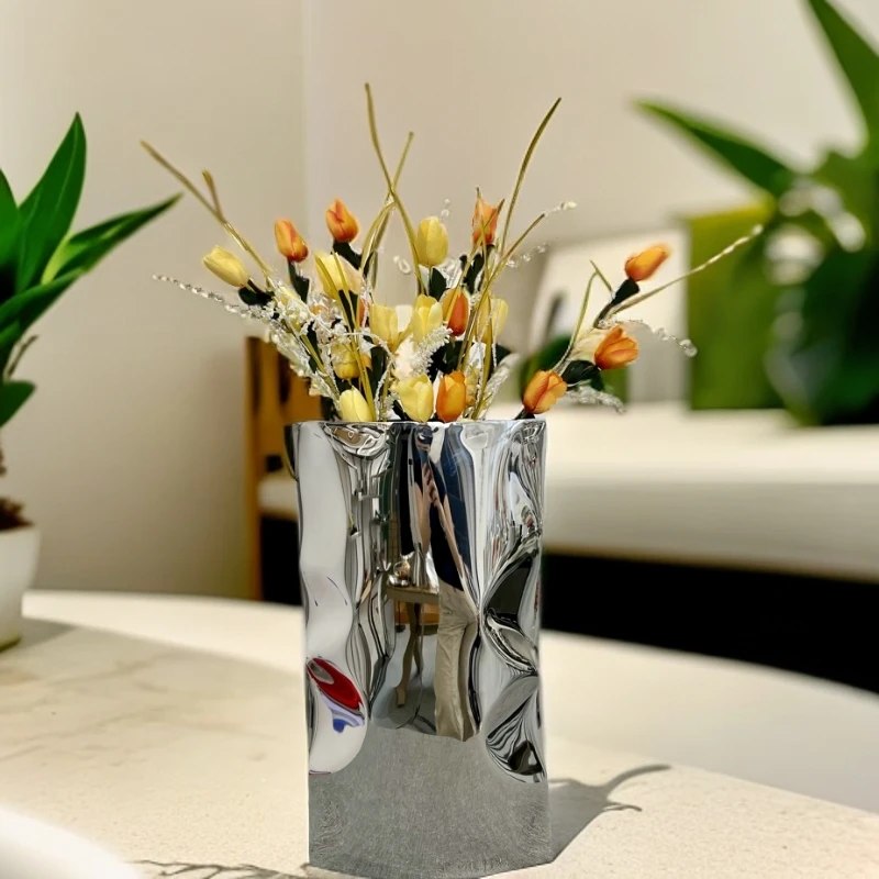 欧式轻奢不锈钢花瓶摆件客厅插花现代简约ins风装饰