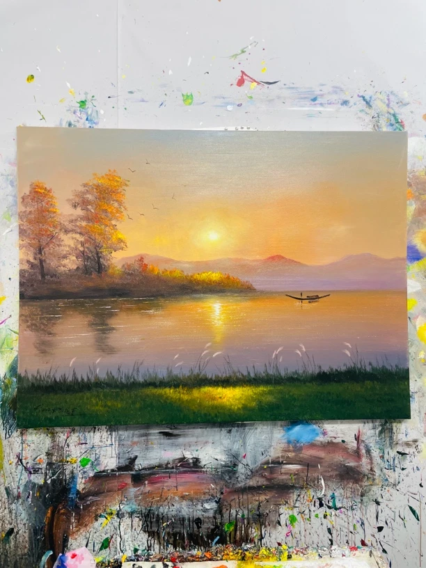 旭日东升挂画沙发画现代装饰画尺寸90X120CM