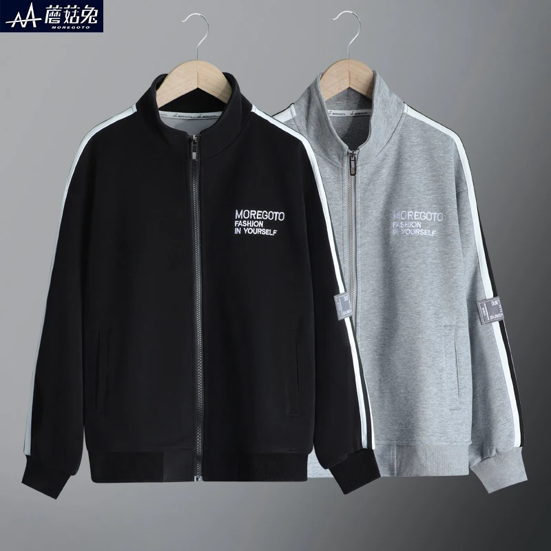 胖男童秋装外套12至15岁潮款大童男装开衫外套青少年男孩早秋上衣