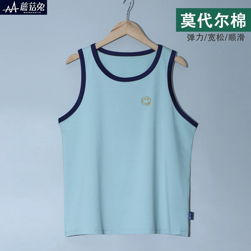 胖童背心男童莫代尔棉夏季薄款加肥加大码青少年男孩工字跨栏背心