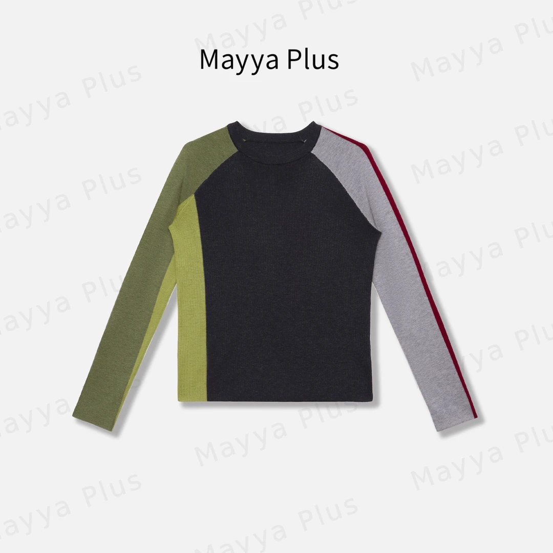 【画展】Mayya Plus麦芽定制轻奢气质显瘦百搭款毛织上衣32446692