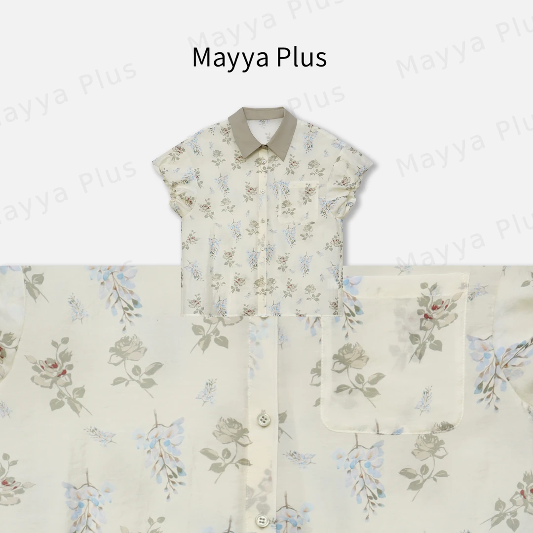 【花语】Mayya Plus时尚新品轻奢气质显瘦百搭款梭织上衣32428398