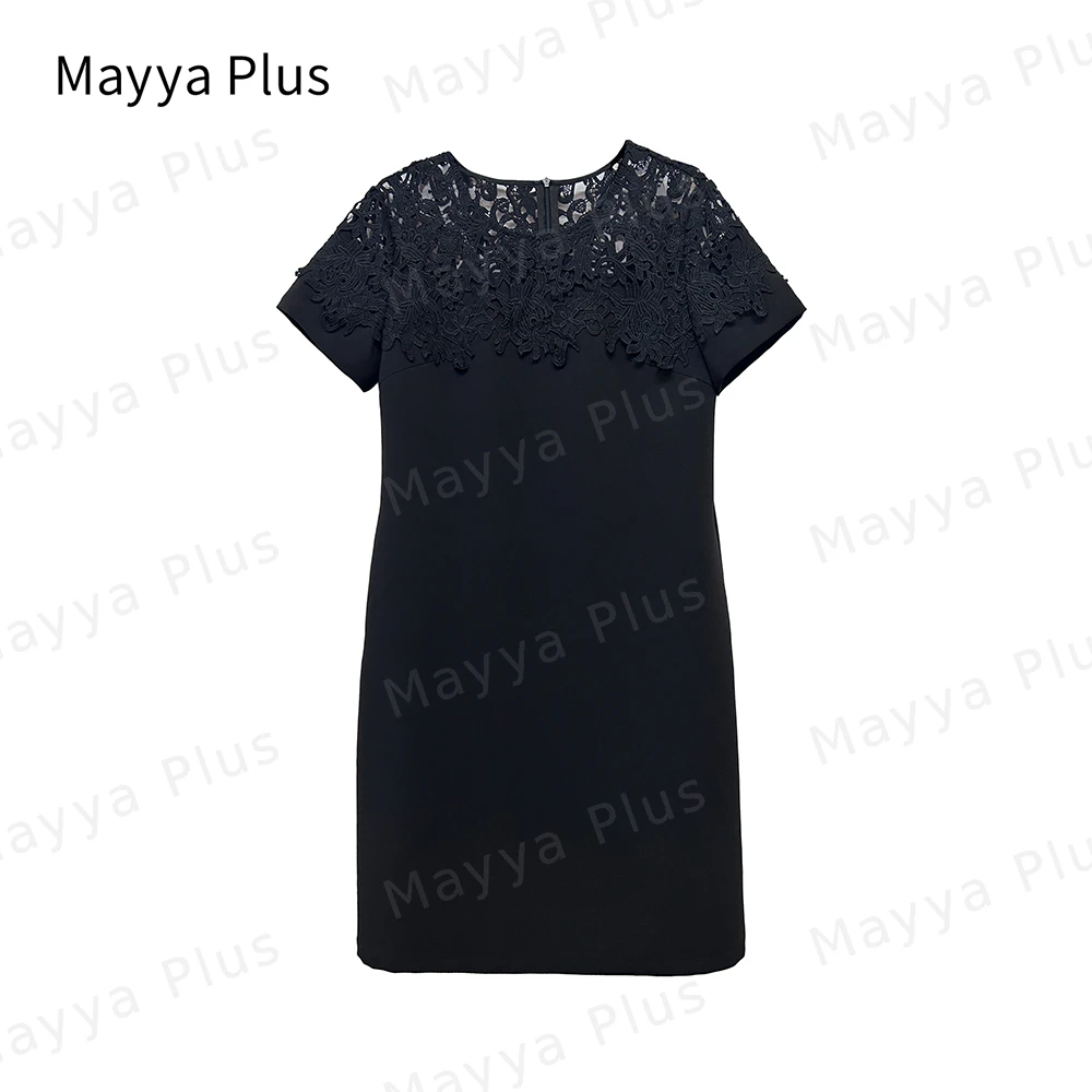 【财阀太太】Mayya Plus原创设计蕾丝气质圆领麦芽连衣裙32326937