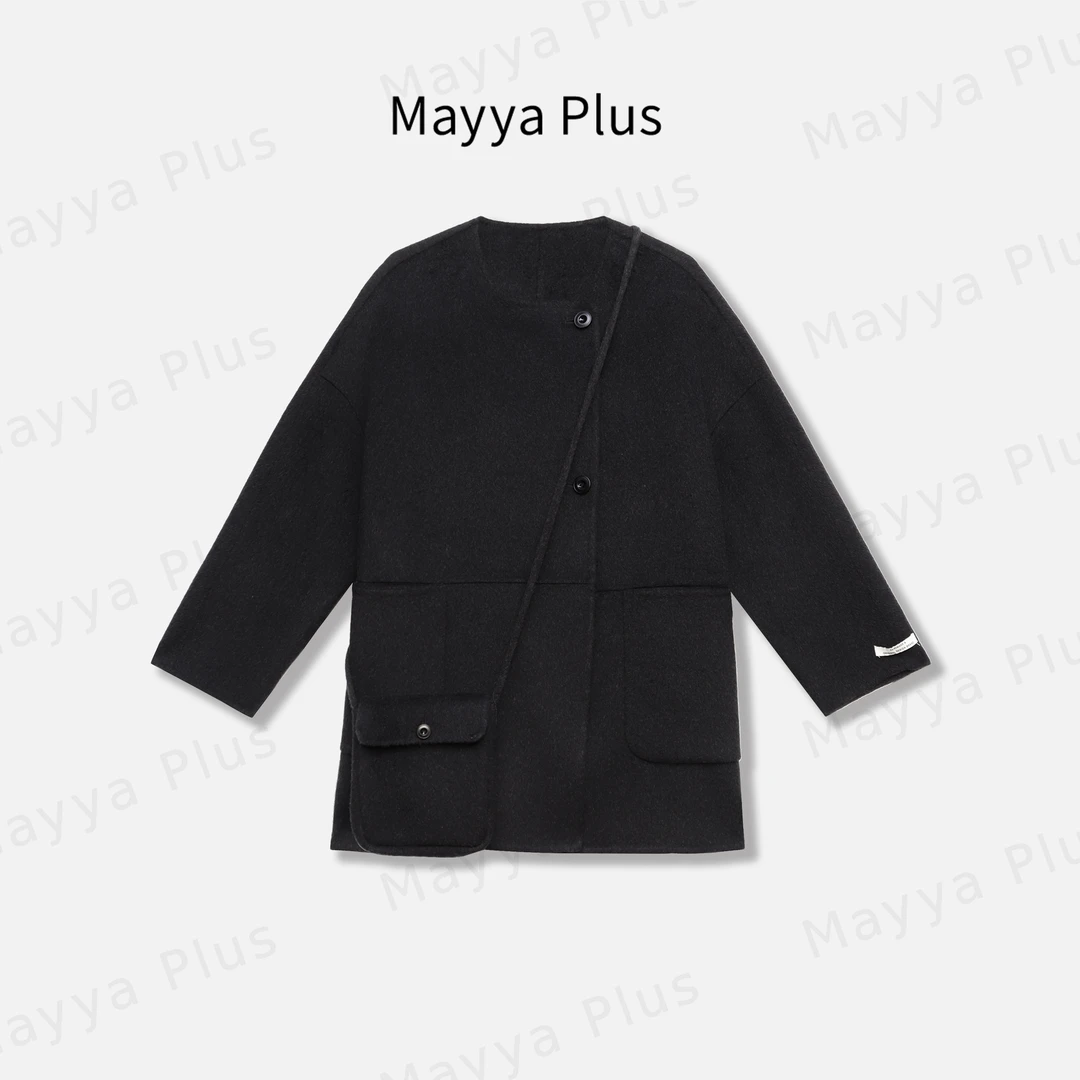 【曼城大衣】Mayya Plus麦芽定制轻奢气质显瘦款双面呢大衣32446599