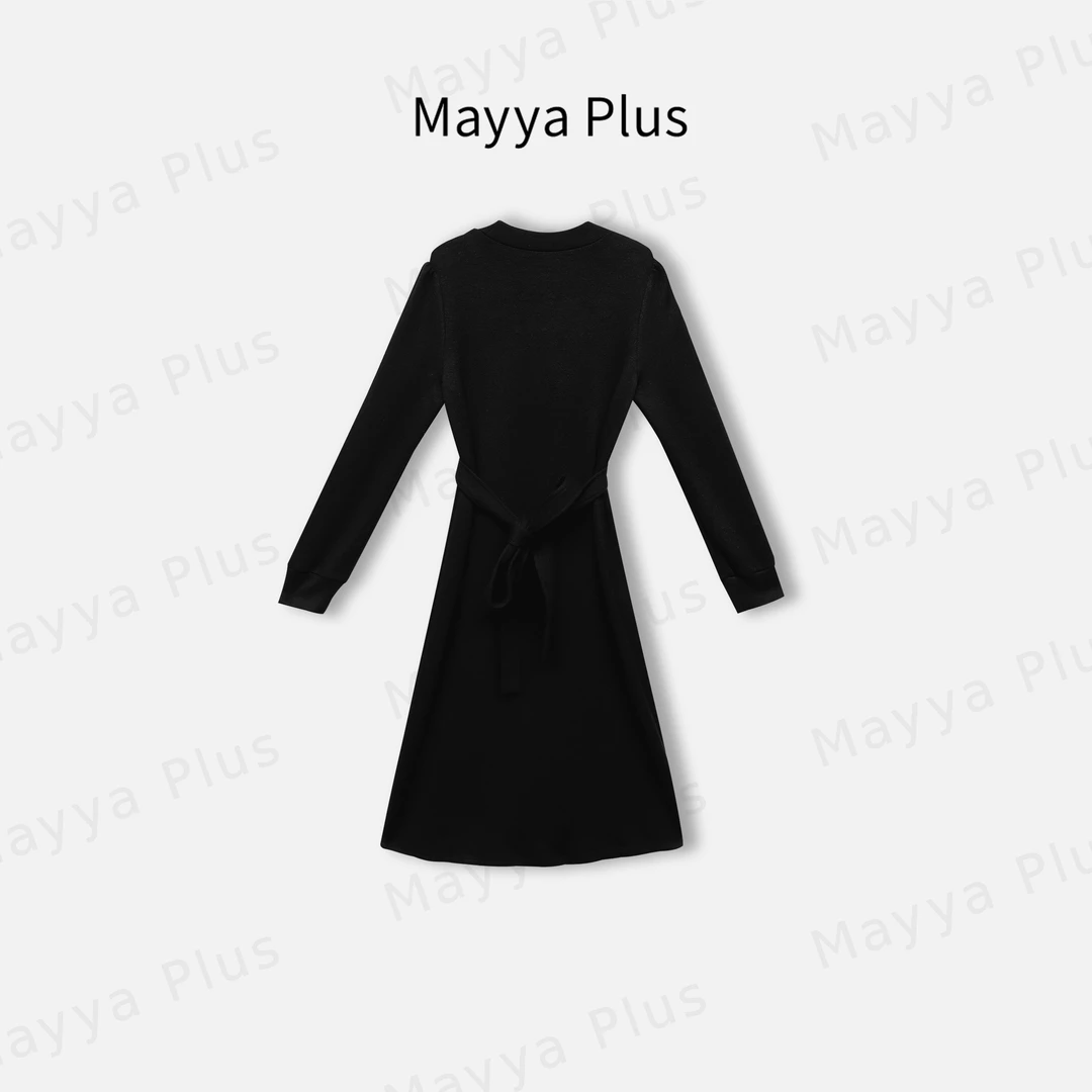【黑天鹅】Mayya Plus麦芽定制轻奢气质显瘦款针织连衣裙32446963