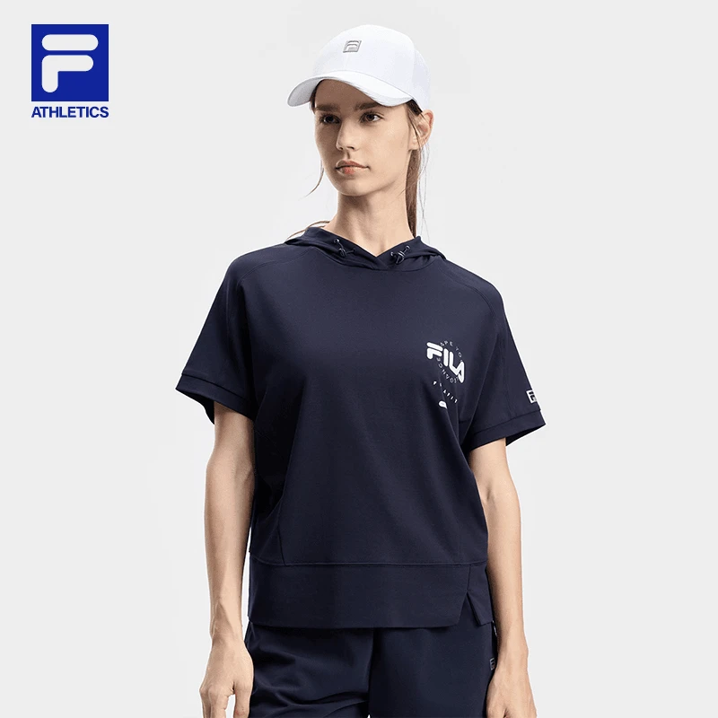 Fila/斐乐女款时尚户外百搭舒适宽松套头连帽T恤A11W431104F