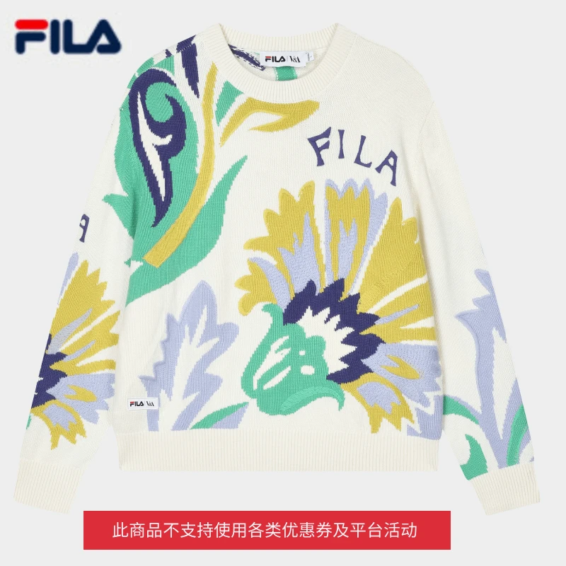 FILA|V&A联名（摩根）系列女子宽松休闲时尚套头毛衣 F11W418402F