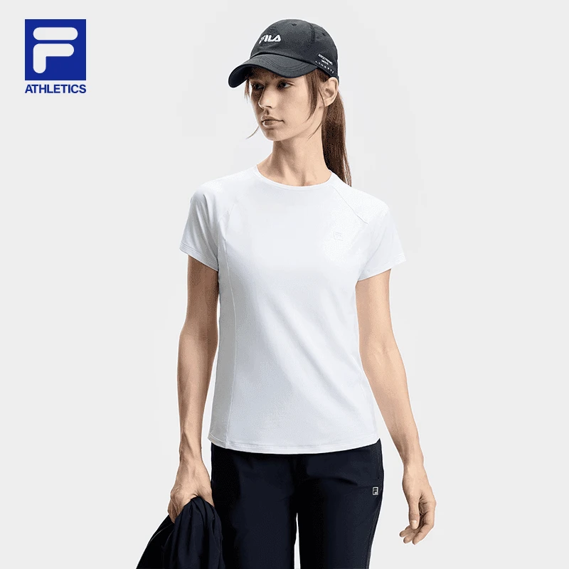 Fila/斐乐女士时尚运动休闲户外修身圆领针织短袖T恤A11W431110F