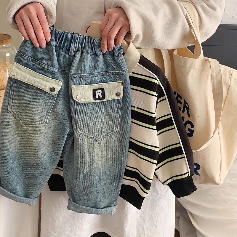 男童牛仔裤薄款春秋2024新款儿童洋气休闲裤炸街长裤宝宝宽松裤子