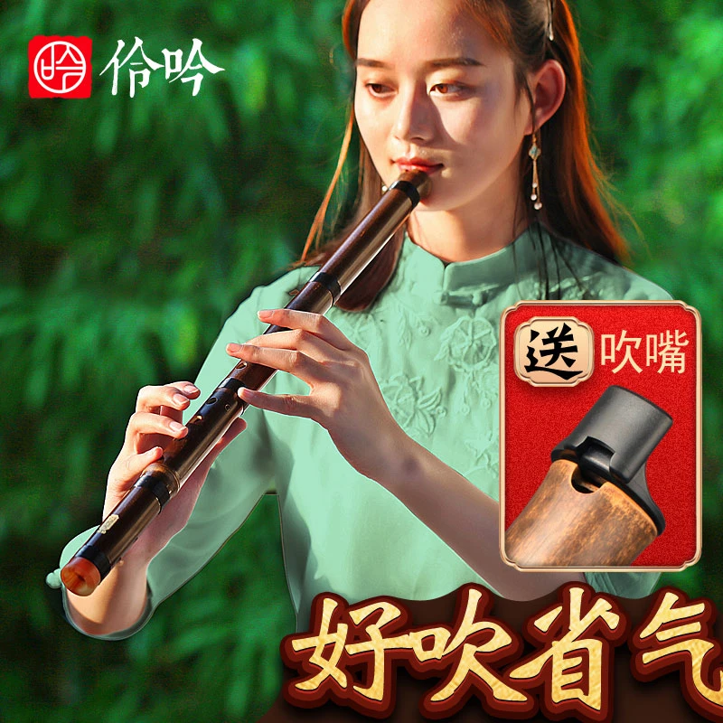 伶吟洞箫乐器初学零基础专业高档F紫竹白色六古风八孔G调短萧笛