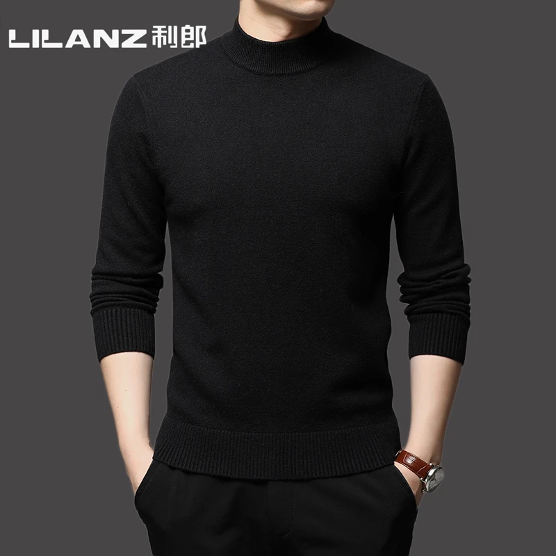 利郞男装加厚保暖羊毛衫男冬季半高领毛衣中青年针织打底衫潮郎