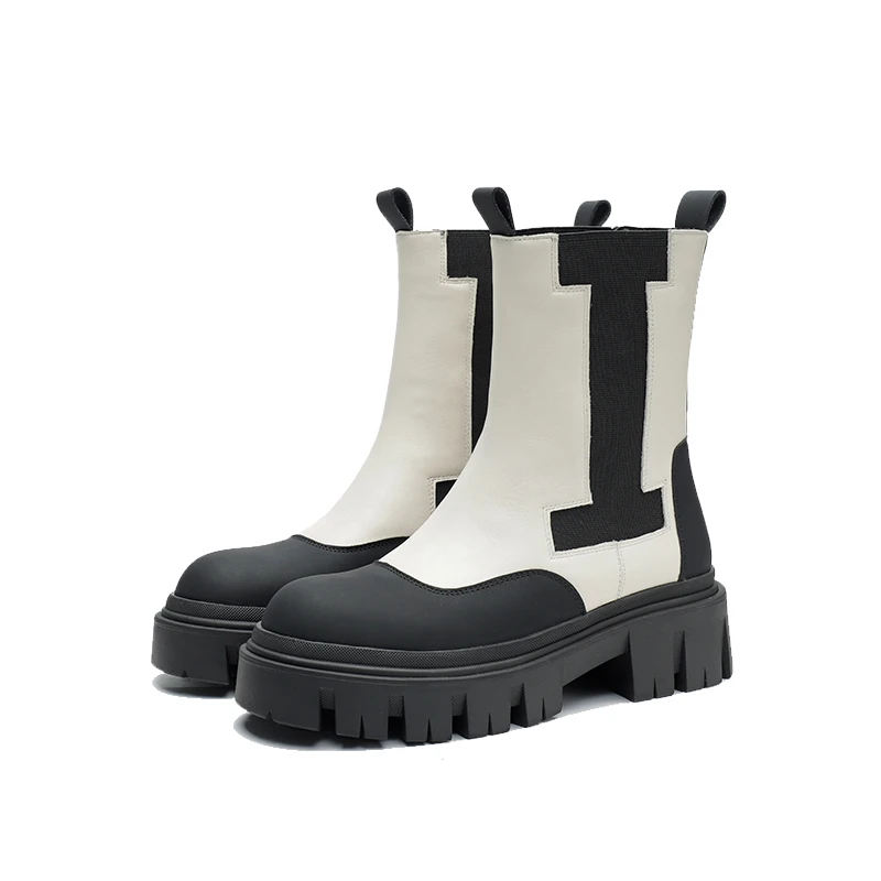 【达人专属】红蜻蜓时尚休闲百搭撞色马丁烟筒靴WTC42545