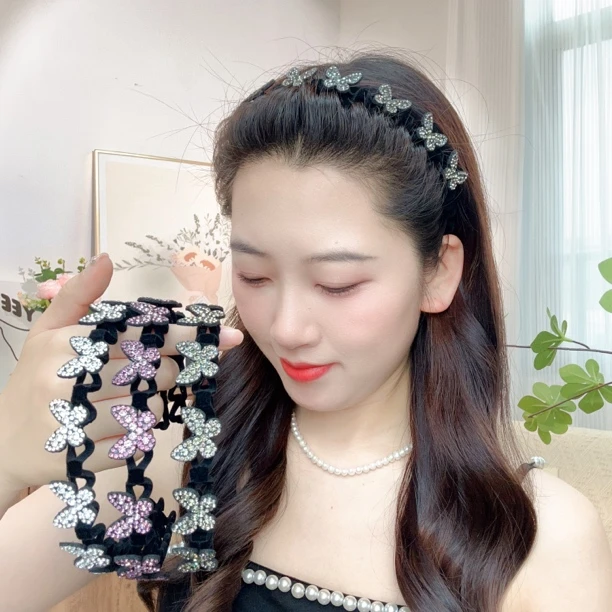 鹿溢灵动闪耀蝴蝶款丝绒发箍夏季网红头饰韩版气质优雅百搭头箍