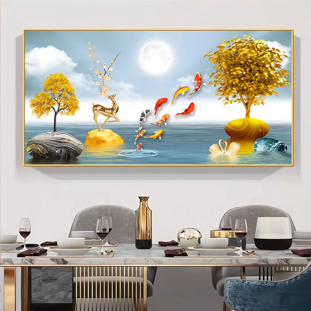 轻奢家居装饰画现代简约餐桌背景墙挂画酒杯饭厅夕厅单幅横版壁画