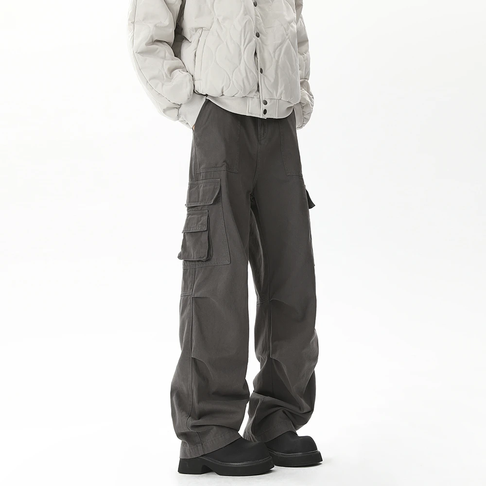 欧美风设计感美式工装裤男ins国潮休闲裤高街长裤情侣裤子直筒裤