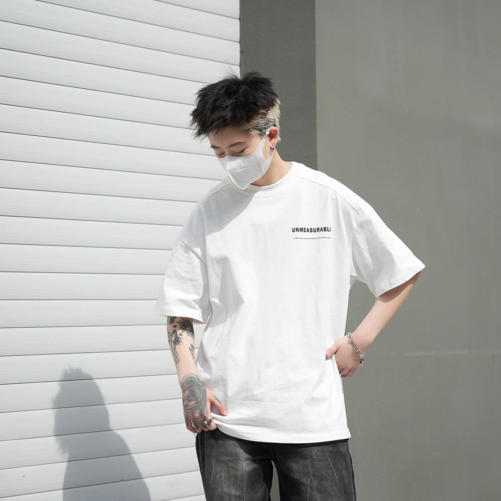 2024夏季新款男上衣时尚字母印花短袖T恤宽松潮流百搭ins半袖圆领