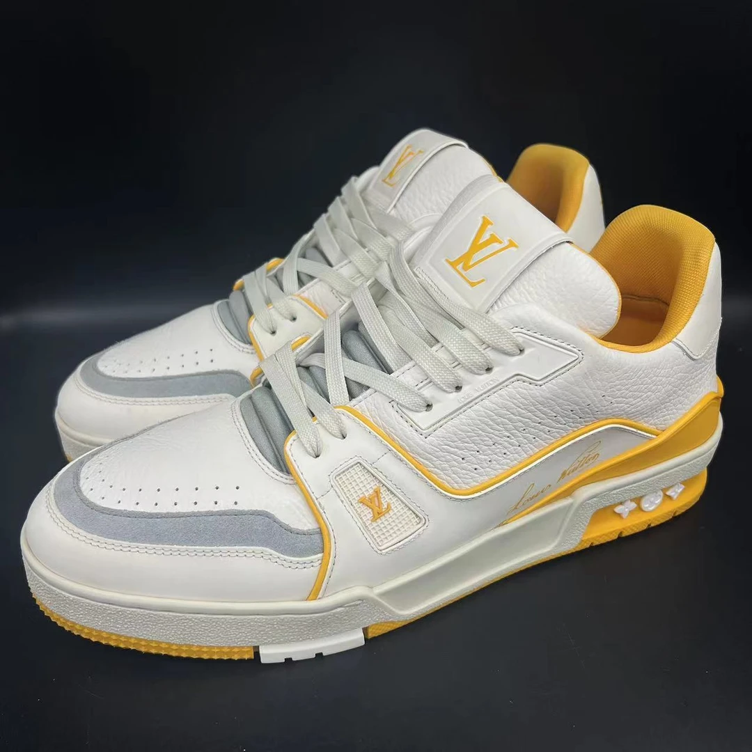 99新 LouisVuitton/路易威登 白黄水泥吹呢trainer正品/折扣/潮鞋