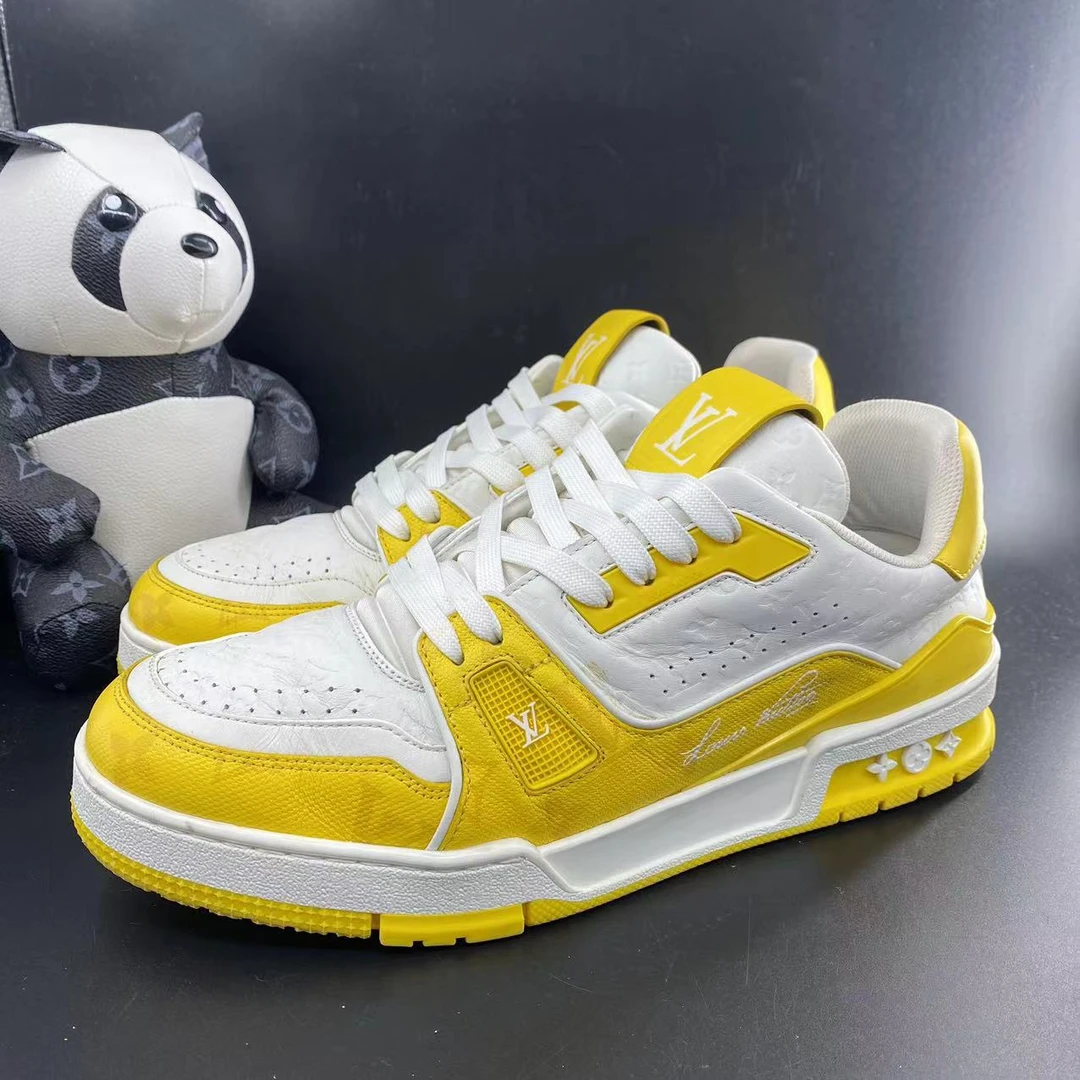 95新 LouisVuitton/路易威登 白黄浮雕吹那trainer正品/福利/潮鞋