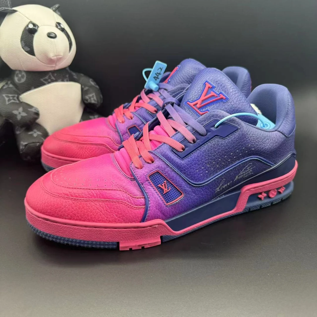 99新 LouisVuitton/路易威登 紫粉火龙果吹呢trainer正品福利潮鞋