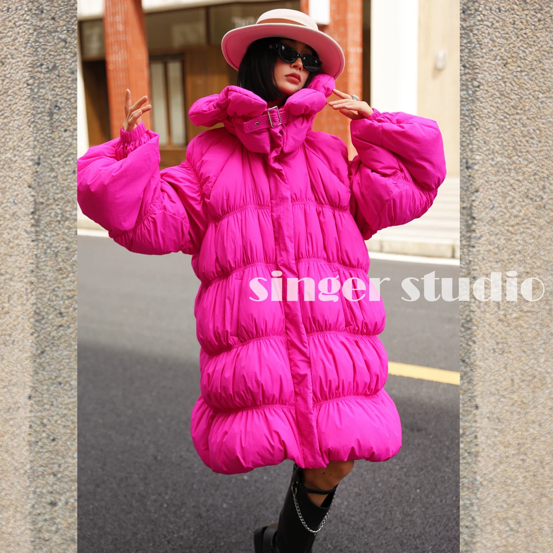 【新歌】冬季新品时尚优雅宽松保暖印花中长款女装羽绒服251P009