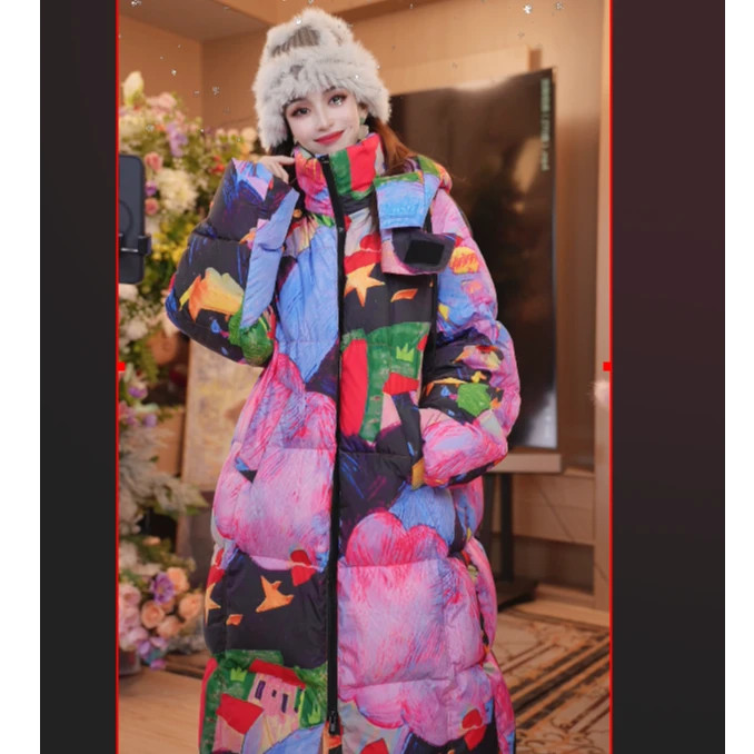 【新歌推荐】冬季时尚优雅轻奢宽松长款拼接女羽绒服251P279