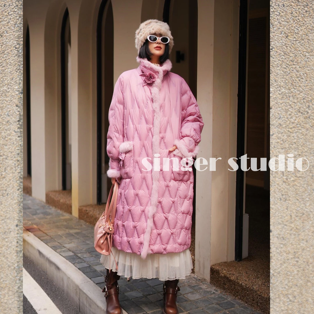 【新歌推荐】冬季新品时尚气质优雅宽松直充长款女装羽绒服251P263