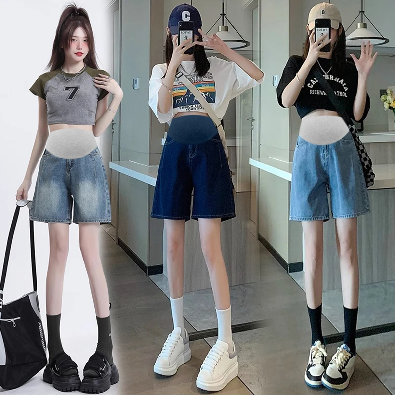 孕妇牛仔短裤夏季薄款外穿裤子百搭夏装宽松五分阔腿打底裤托腹