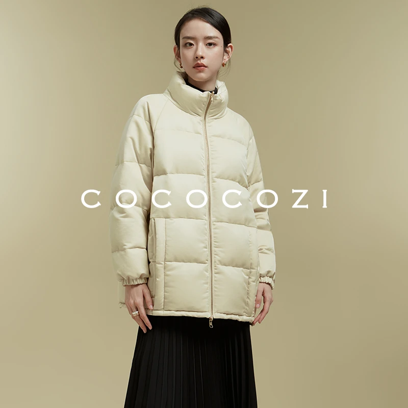 【清仓】钻石大泡芙五格新款白鹅绒立领中长款冬保暖外套224CO043