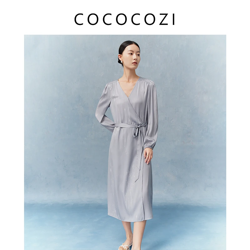 【小熊专属】春秋春夏女士桑蚕丝印花时尚气质真丝连衣裙233CO001