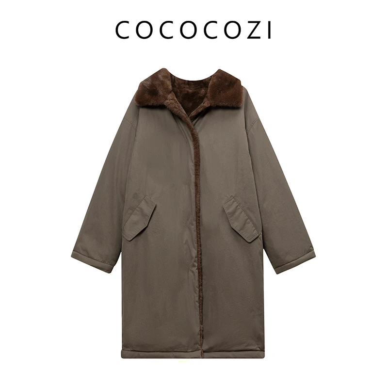 【专场】冬季上新简约时尚保暖通勤宽松双面可穿大衣243co071d