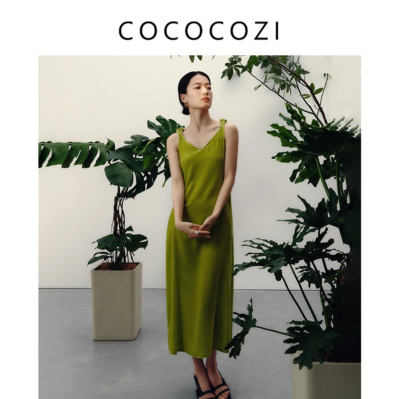 【专场】气质时尚休闲夏季绿色简约中长款宽松连衣裙232CO030