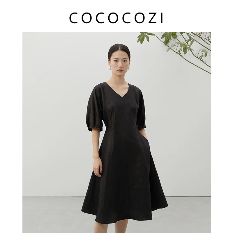 【奢品上新】春夏女士桑蚕丝纯色简约气质优雅显瘦小黑裙232CO012