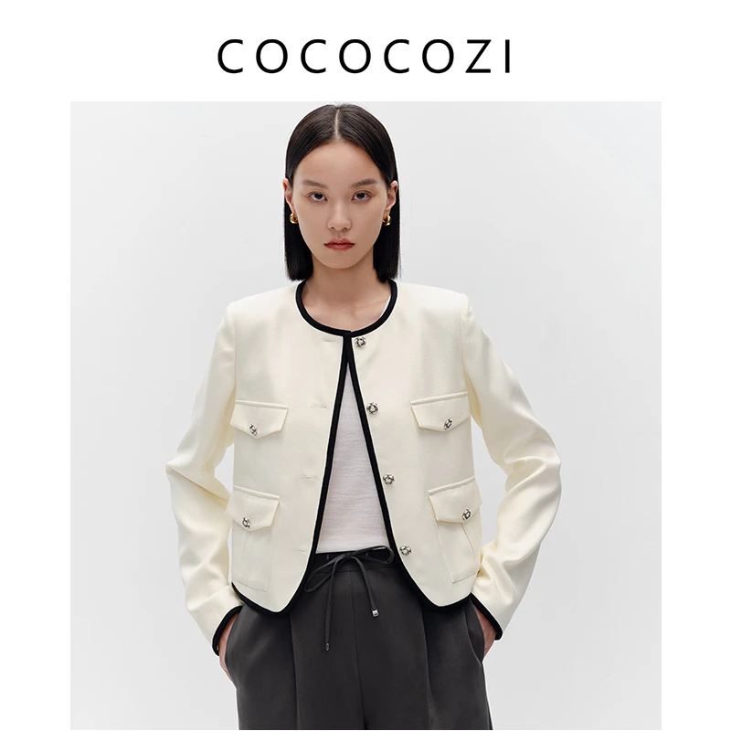 【商场同款】春夏轻奢时尚气质圆领名媛纯色小香风短外套231CO063