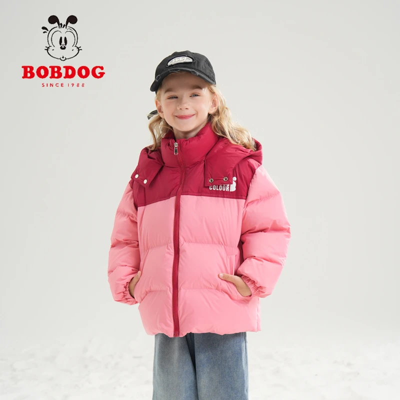 【董先生】巴布豆冬季羽绒服儿童拼色加厚连帽羽绒服预售397
