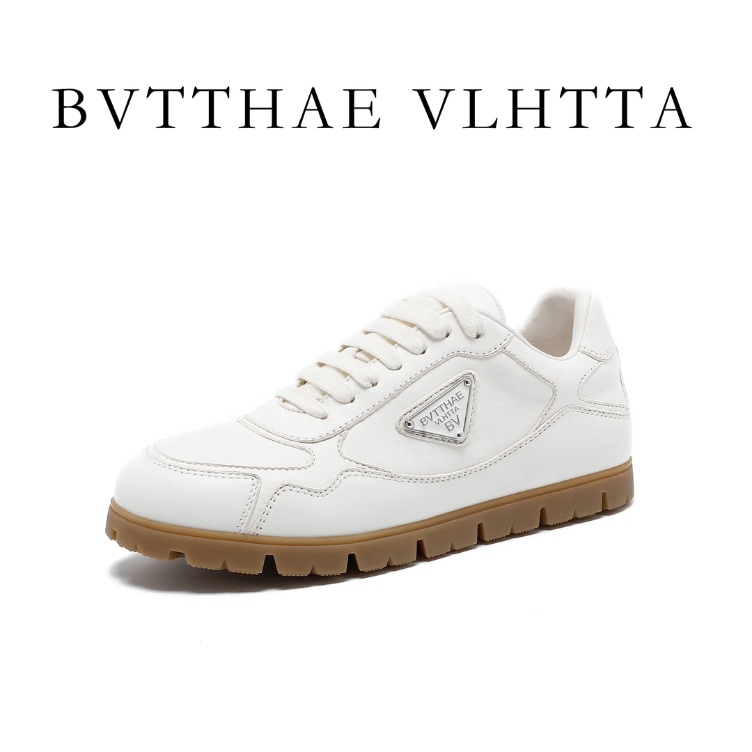 【官方正品】女士 BV 【防伪芯片】复古真皮平底时尚百搭透气得训鞋