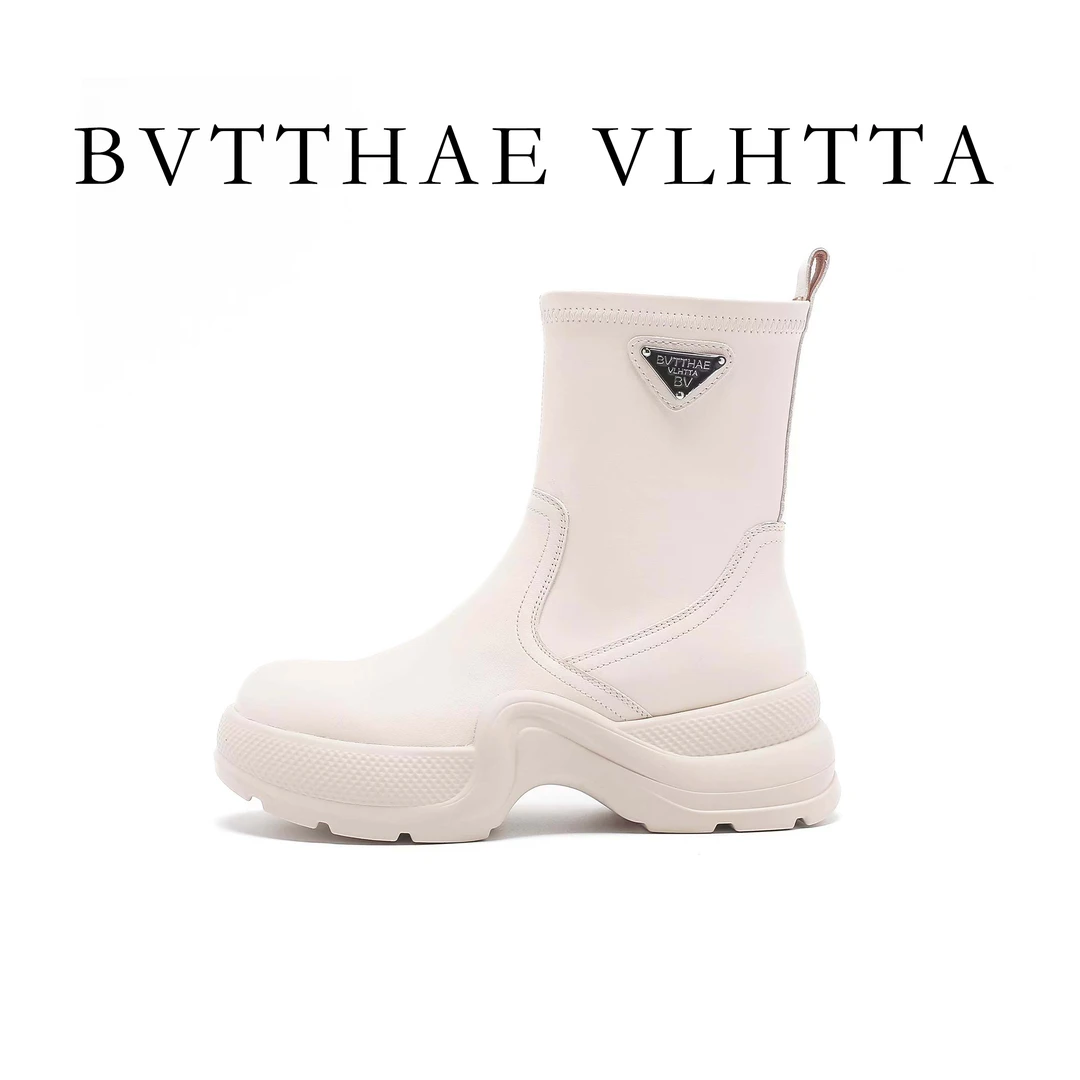 【官方正品】BV 女士【防伪芯片】真皮时尚厚底百搭增高5公分瘦瘦女靴
