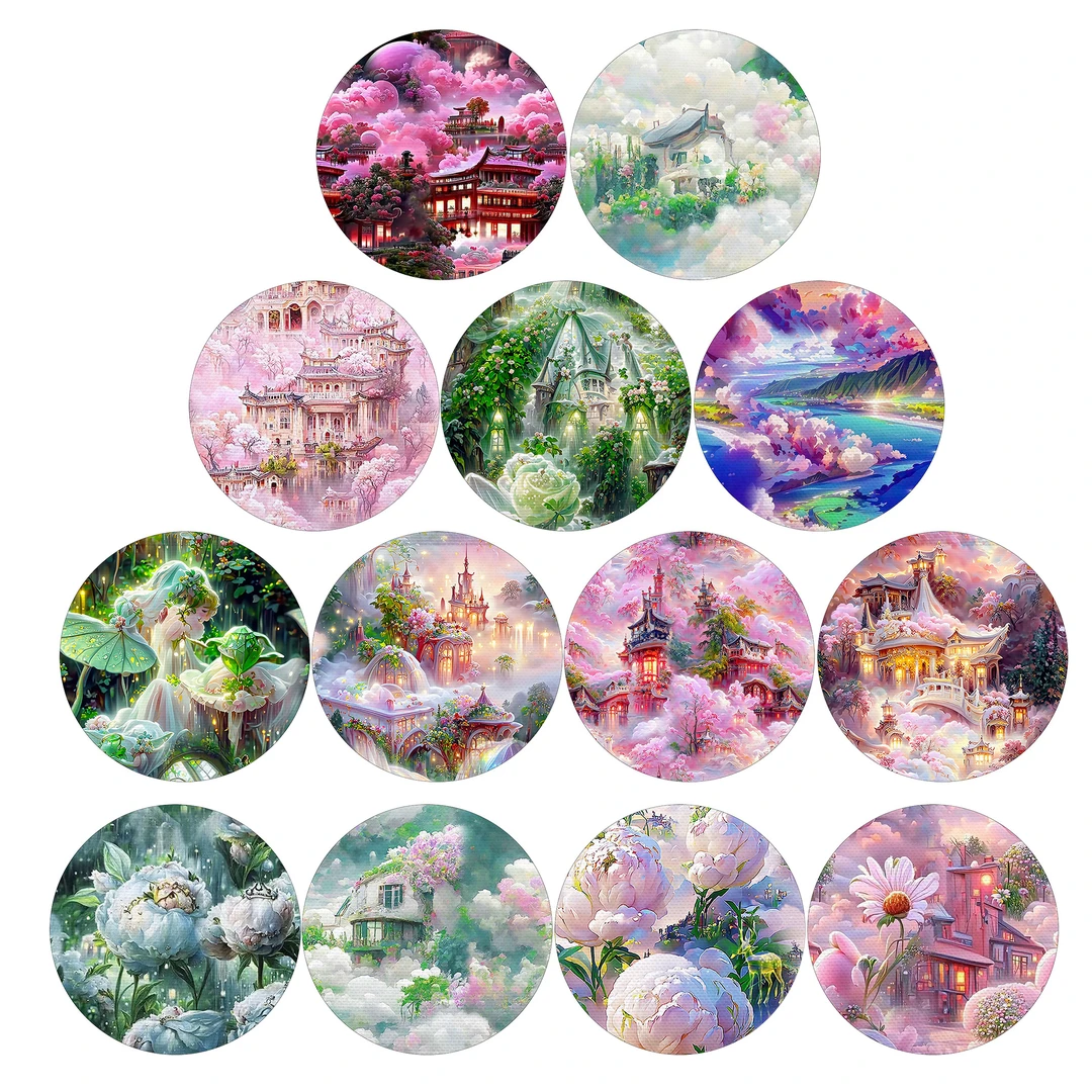 梦幻仙境亚麻中秋花好月圆系列手工底布衬布DIY桌布底画布辅料
