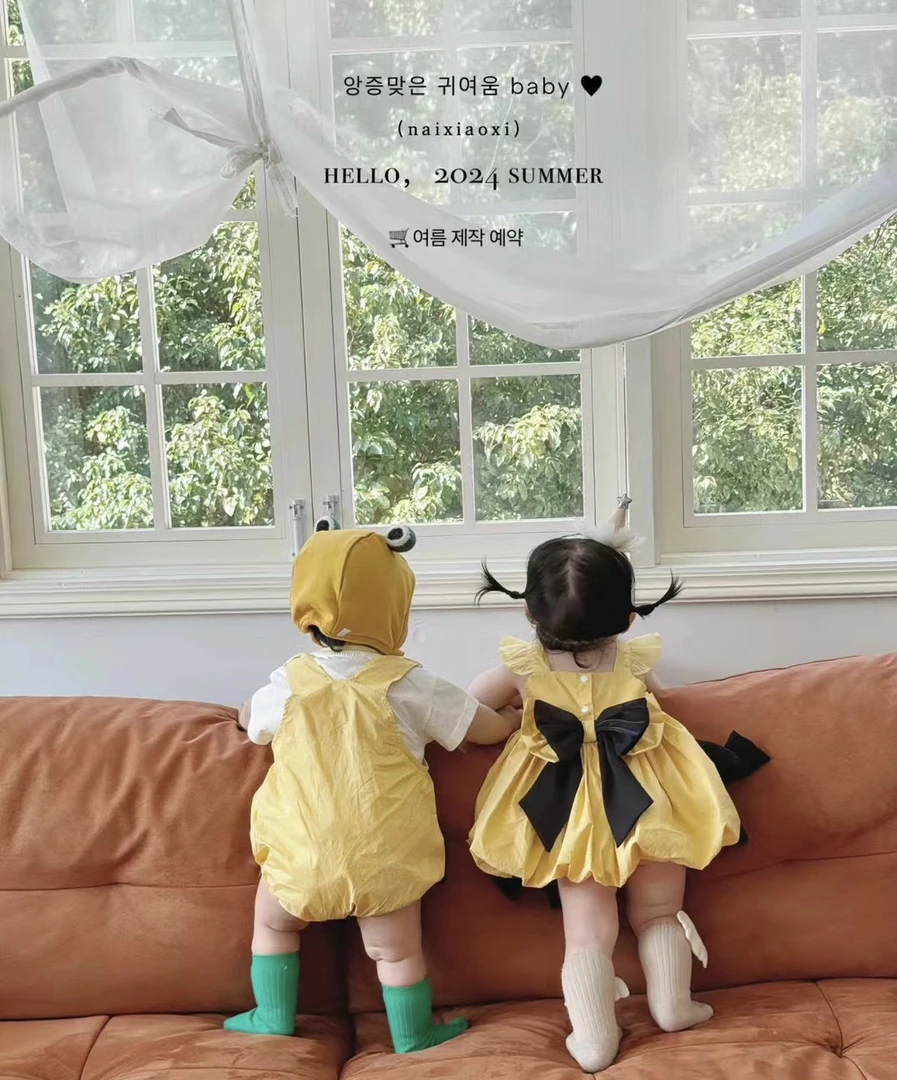 夏季儿童节连衣裙儿童套装卡通奶龙连衣裙