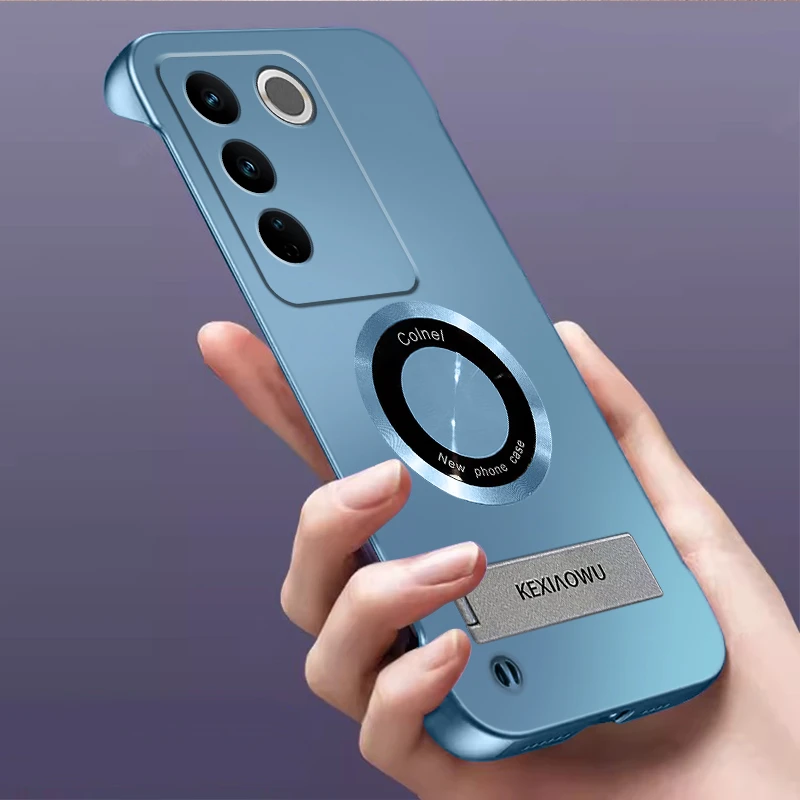 适用VIVOS16超薄亲肤感无边框磁吸支架手机壳网红潮裸机纯色情侣