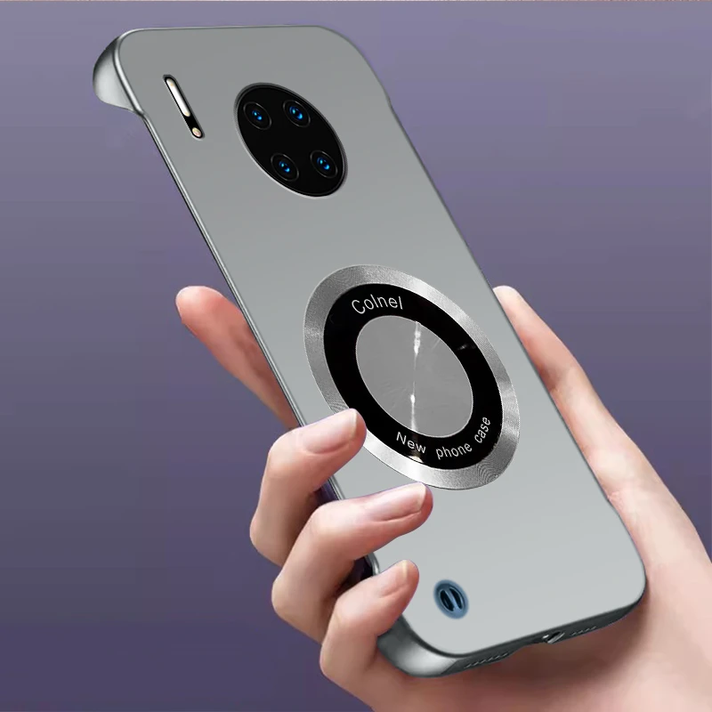 适用华为mate30pro素皮版手机壳无边框磁吸裸机时尚超薄不沾指纹