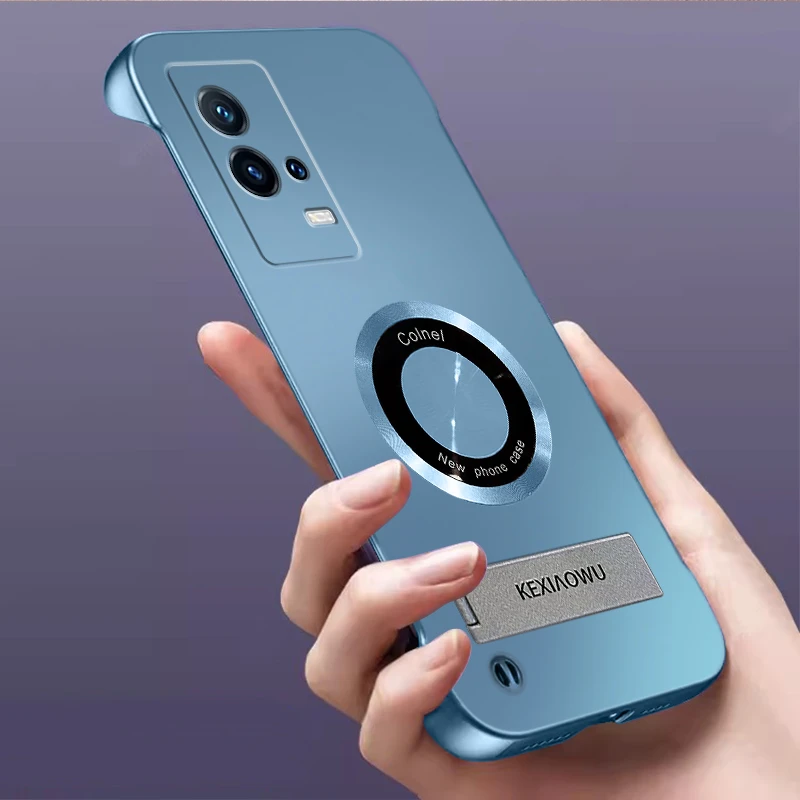 适用VIVOIQOO8手机壳iqoo8pro超薄亲肤感无边框磁吸支架裸机纯色