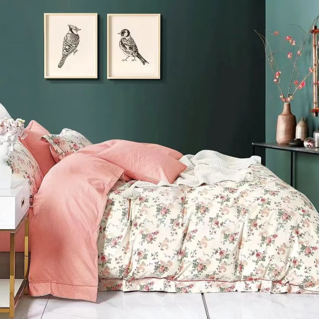 棉133*76印花四件套斜纹2.0*2.2床专用床单加大小清新碎花家居